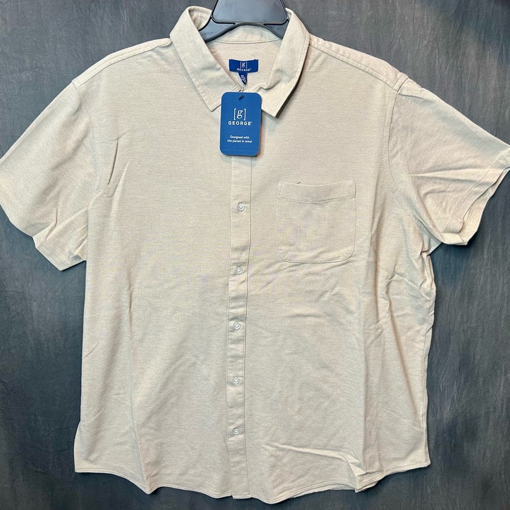 George Men's Casual Cream Button Down Shirt